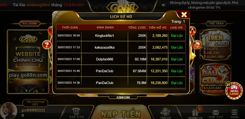 Nạp Tiền go88
